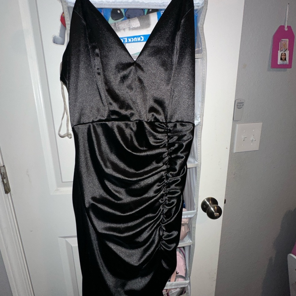 Elegant Black Satin Dress